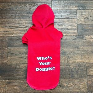 Fleece red doggie hoodie WHO’s your doggie medium Scottie dog sized cuff sleeves